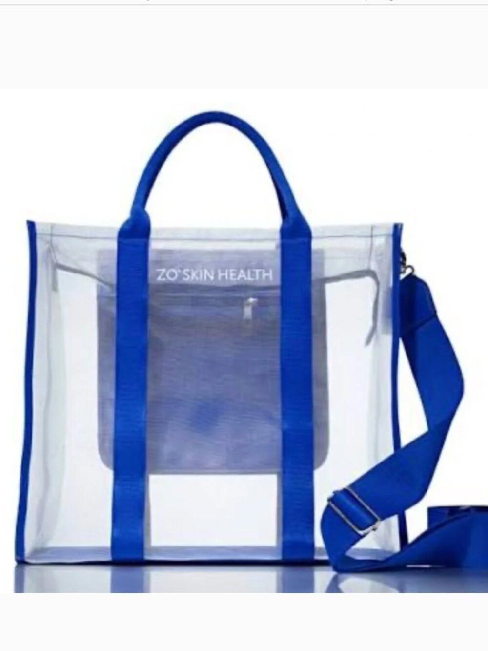 ZO Skin Health Blue Transparent Crossbody Tote Beach Travel Bag NEW